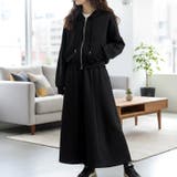 ブラック | 【17643】ジップパーカー&スカートSET | SneepDip