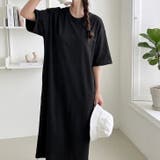 ブラック | 【17661】こなれコットンTシャツワンピース | SneepDip