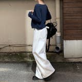 ホワイト | 【6144】バックベルトワイドパンツ	 | SneepDip