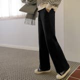 ブラック | 【6145】裏起毛セミフレアパンツ	 | SneepDip