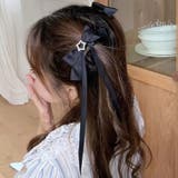 ブラック | 【7178】2個SET星リボンヘアクリップ 	 | SneepDip
