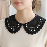ブラック | 【7237】刺繍×パールつけ襟 	 | SneepDip