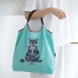 ブルー | 【7264】キャット刺繍エコバッグ	 | SneepDip