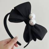 ブラック | 【7283】パール×ビッグリボンカチューシャ	 | SneepDip