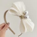 ホワイト | 【7283】パール×ビッグリボンカチューシャ	 | SneepDip