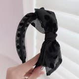 ブラック | 【7284】ドットリボンカチューシャ	 | SneepDip