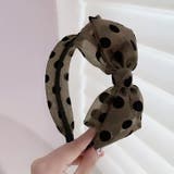 ブラウン | 【7284】ドットリボンカチューシャ	 | SneepDip