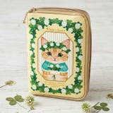 イエロー | 【7311】猫とお花のブック型ポーチ	 | SneepDip