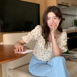 【赤字覚悟!処分セール】トップスブラウスパフスリーブスクエアネック花柄オシャレ | 17kg | 詳細画像19
