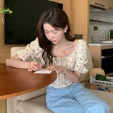 【赤字覚悟!処分セール】トップスブラウスパフスリーブスクエアネック花柄オシャレ | 17kg | 詳細画像20