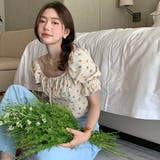 【赤字覚悟!処分セール】トップスブラウスパフスリーブスクエアネック花柄オシャレ | 17kg | 詳細画像24