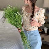【赤字覚悟!処分セール】トップスブラウスパフスリーブスクエアネック花柄オシャレ | 17kg | 詳細画像7