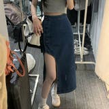デニムロングスカートタイトジーンズスカートデザインハイウエスト不規則 | 17kg | 詳細画像17 