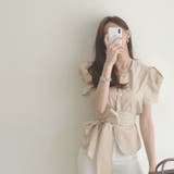 ベージュ | 【SHOPLIST限定】トップスシャツパフスリーブブラウスウエストマーク | 17kg