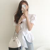 ホワイト | 【SHOPLIST限定】トップスシャツパフスリーブブラウスウエストマーク | 17kg