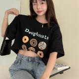 ブラック | 【赤字覚悟！処分セール】トップスＴシャツ短丈半袖カジュアルへそ出しロゴオシャレ | 17kg
