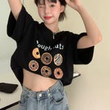 【赤字覚悟！処分セール】トップスＴシャツ短丈半袖カジュアルへそ出しロゴオシャレ | 17kg | 詳細画像3 