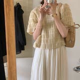 トップス春夏ブラウスパフスリーブⅤネックボーダー柄可愛いオシャレきれいめ韓国ファ… | 17kg | 詳細画像6 