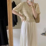 トップス春夏ブラウスパフスリーブⅤネックボーダー柄可愛いオシャレきれいめ韓国ファ… | 17kg | 詳細画像2 