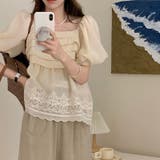 トップス春夏半袖ブラウスパフスリーブフリル刺繍カジュアルきれいめ可愛い着?せオシ… | 17kg | 詳細画像4 