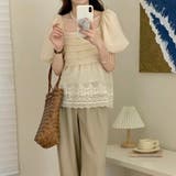 トップス春夏半袖ブラウスパフスリーブフリル刺繍カジュアルきれいめ可愛い着?せオシ… | 17kg | 詳細画像5 