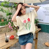 【赤字覚悟！処分セール】トップスＴシャツ半袖カジュアル花柄ロゴオシャレ | 17kg | 詳細画像2 