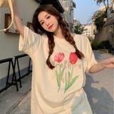 【赤字覚悟！処分セール】トップスＴシャツ半袖カジュアル花柄ロゴオシャレ | 17kg | 詳細画像4 