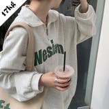 【SHOPLIST限定】韓国ファッション英字プリントスウェットハーフジップ | 17kg | 詳細画像1 