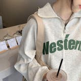 【SHOPLIST限定】韓国ファッション英字プリントスウェットハーフジップ | 17kg | 詳細画像6 