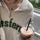 【SHOPLIST限定】韓国ファッション英字プリントスウェットハーフジップ | 17kg | 詳細画像7 