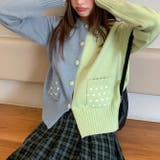 甘辛系ガールズ☆配色 ドット ポケット ニットカーディガン | 17kg | 詳細画像1 