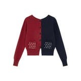 レッド | 甘辛系ガールズ☆配色 ドット ポケット ニットカーディガン | 17kg