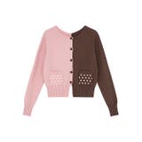 ピンク | 甘辛系ガールズ☆配色 ドット ポケット ニットカーディガン | 17kg