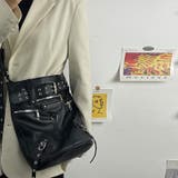 ユニセックス☆ダーク スタッズ ライダース バケット ショルダーバッグ | 17kg | 詳細画像1