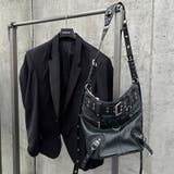 ユニセックス☆ダーク スタッズ ライダース バケット ショルダーバッグ | 17kg | 詳細画像9