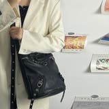 ユニセックス☆ダーク スタッズ ライダース バケット ショルダーバッグ | 17kg | 詳細画像3