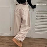 甘辛系ガールズ☆ハイウエスト ハート ポケット ワイドデニムパンツ | 17kg | 詳細画像1