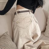 甘辛系ガールズ☆ハイウエスト ハート ポケット ワイドデニムパンツ | 17kg | 詳細画像2