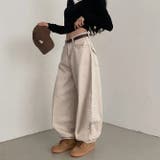 ブラウン | 甘辛系ガールズ☆ハイウエスト ハート ポケット ワイドデニムパンツ | 17kg