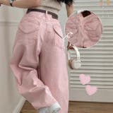 甘辛系ガールズ☆ハイウエスト ハート ポケット ワイドデニムパンツ | 17kg | 詳細画像3