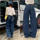 甘辛系ガールズ☆ハイウエスト ボタン ワイド ストレート デニムパンツ | 17kg | 詳細画像1