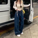 甘辛系ガールズ☆ハイウエスト ボタン ワイド ストレート デニムパンツ | 17kg | 詳細画像4