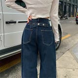 甘辛系ガールズ☆ハイウエスト ボタン ワイド ストレート デニムパンツ | 17kg | 詳細画像11