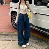 甘辛系ガールズ☆ハイウエスト ボタン ワイド ストレート デニムパンツ | 17kg | 詳細画像16