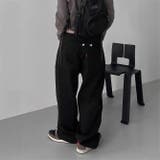 ブラック | 甘辛系ガールズ☆ハイウエスト ボタン ワイド ストレート デニムパンツ | 17kg