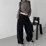 甘辛系ガールズ☆ハイウエスト ボタン ワイド ストレート デニムパンツ | 17kg | 詳細画像25