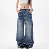 ユニセックス☆スタッズ デニムパンツ ヴィンテージ ウォッシュ | 17kg | 詳細画像1 