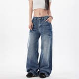 ユニセックス☆スタッズ デニムパンツ ヴィンテージ ウォッシュ | 17kg | 詳細画像5 