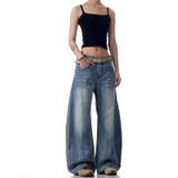 2025秋☆甘辛系ガールズ☆ウォッシュ カーブ デニムパンツ | 17kg | 詳細画像2