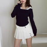 ネイビー | 2025秋☆バイカラー襟付き トップス + プリーツスカート 2点セット | 17kg